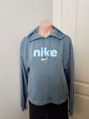 Nike Light Blue Logo Crewneck Hoodie Sweater Sz S